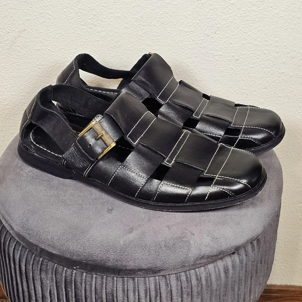 Cole‎ Haan 8.5 Fisherman Sandals Mens Black Leather Comfort Casual Shoes